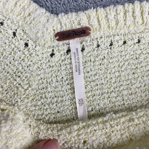 Free People cropped oversized knit short sleeve sweater top cotton blend - Picture 2 of 5